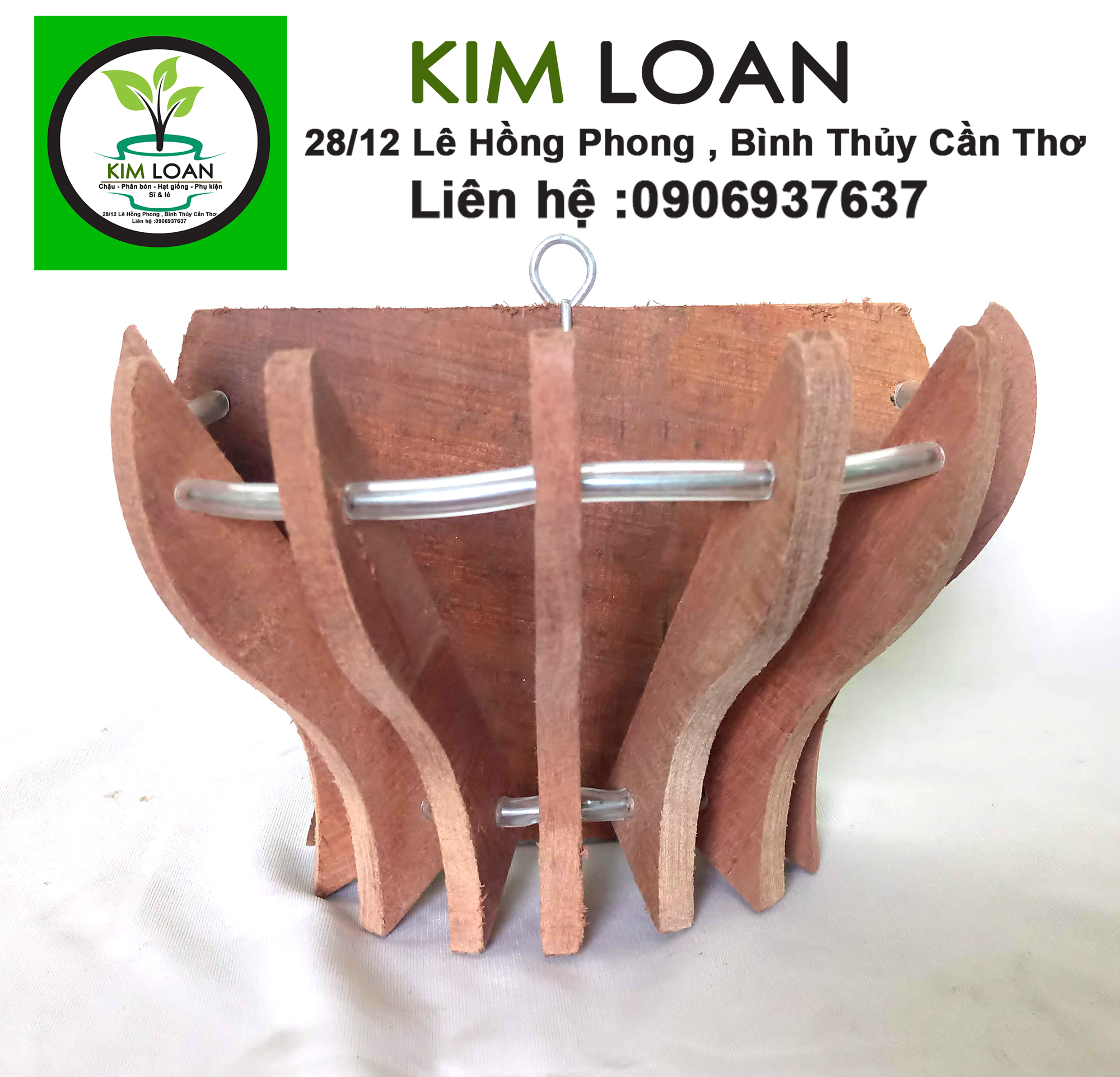 Chậu lan gỗ ốp tường 18x11x12cm