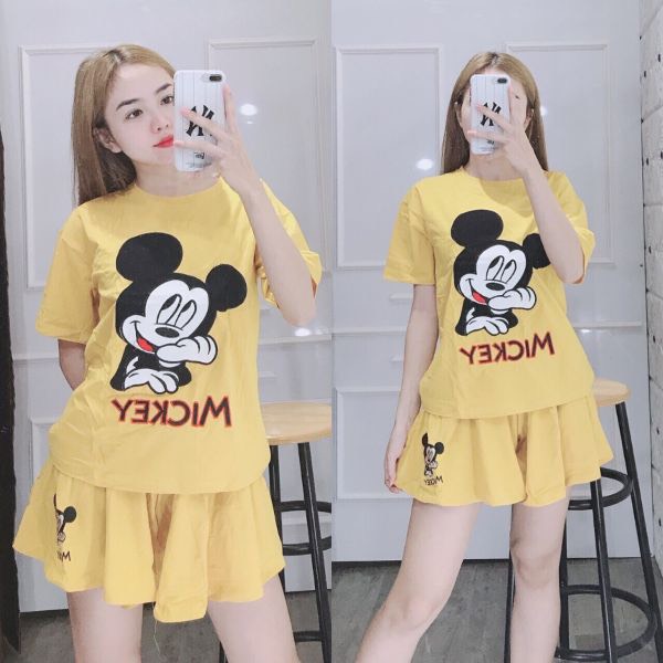 bộ đồ cotton tixi quần xòe giả váy