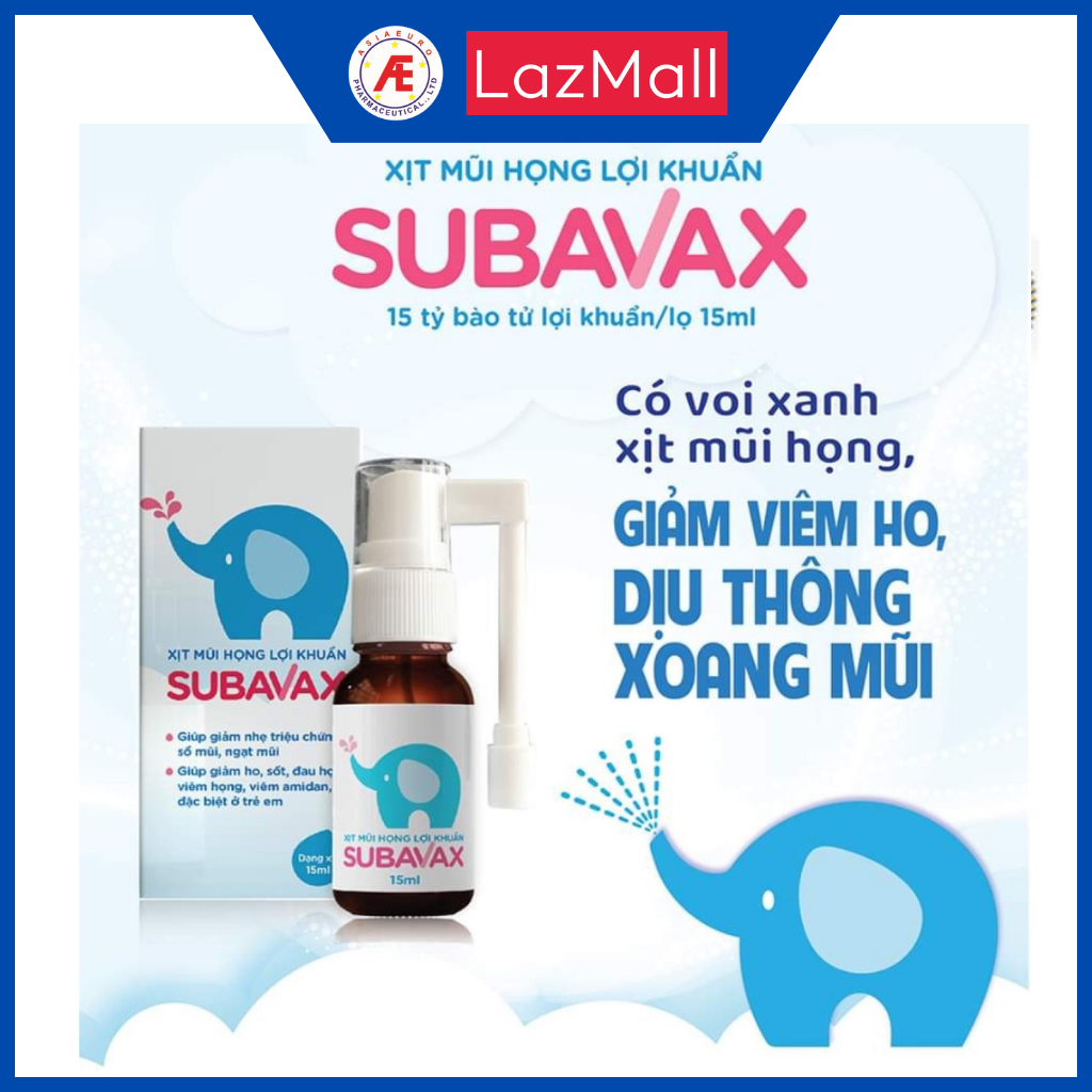 Xịt mũi họng lợi khuẩn Subavax - giúp tăng sức đề kháng niêm mạch mũi họng, hầu, thanh quản