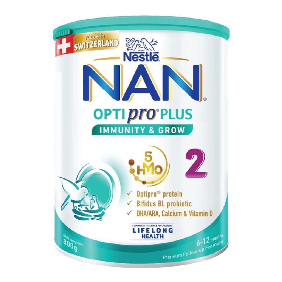 Sữa bột Nan Optipro Plus 5HMO số 2 800g (6-12 tháng) Yokids Plaza