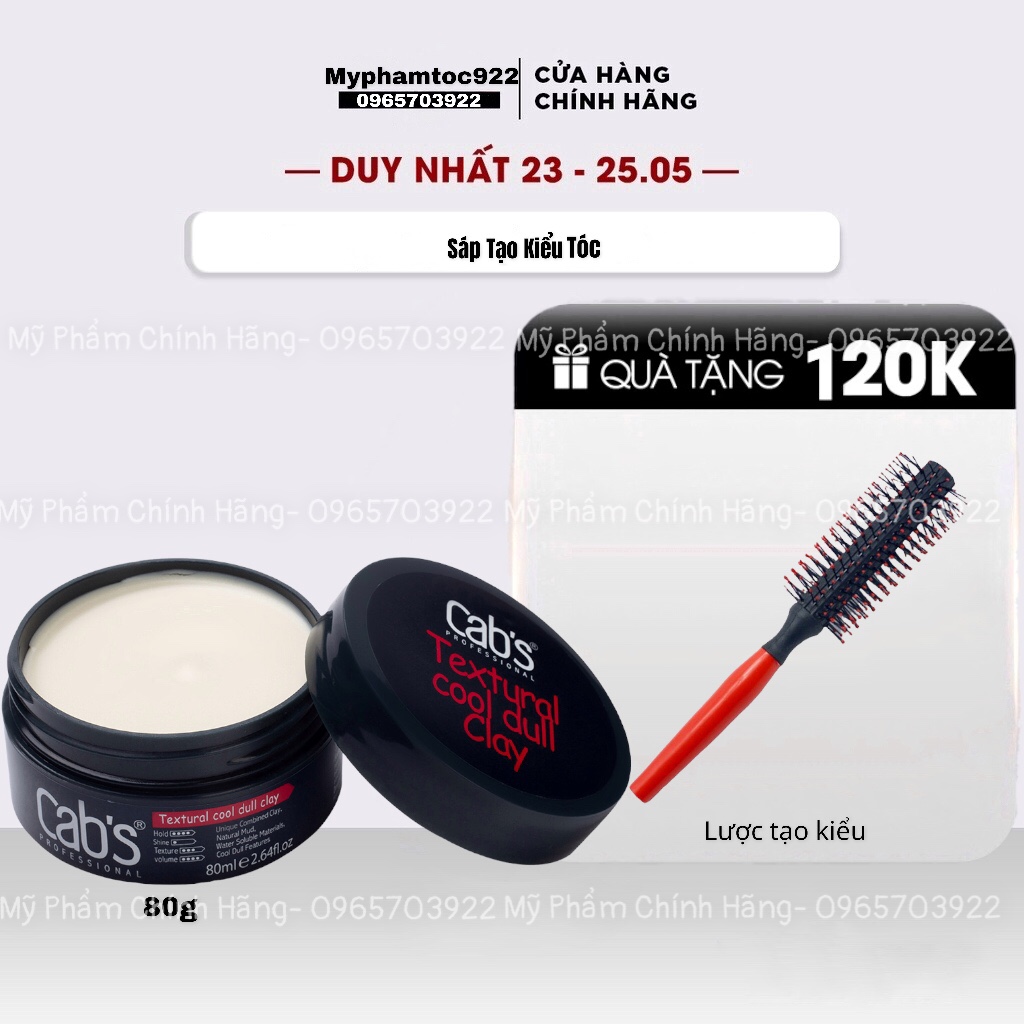 Sáp Tạo Kiểu Tóc Đất Sét Cab's ( Hàng Chính Hãng 100%) + Lược Tròn Tạo Kiểu