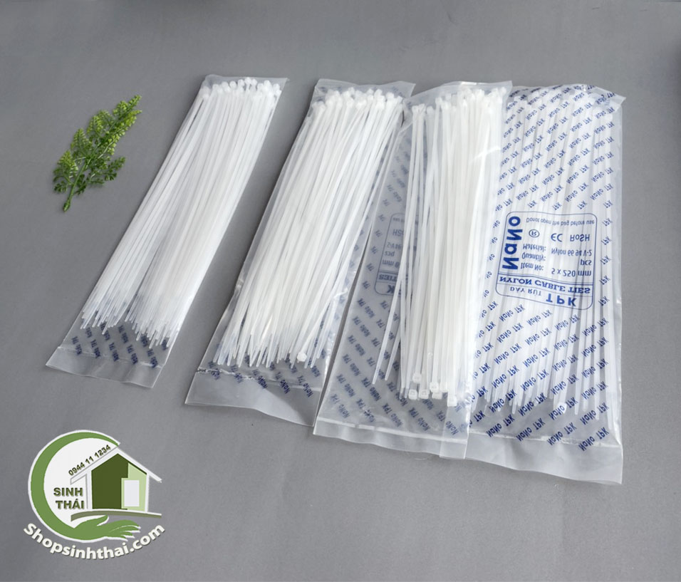 Dây rút nhựa dài 25cm, dây thít màu trắng cột dây điện, cột lan, bịch 100 cái dây gút