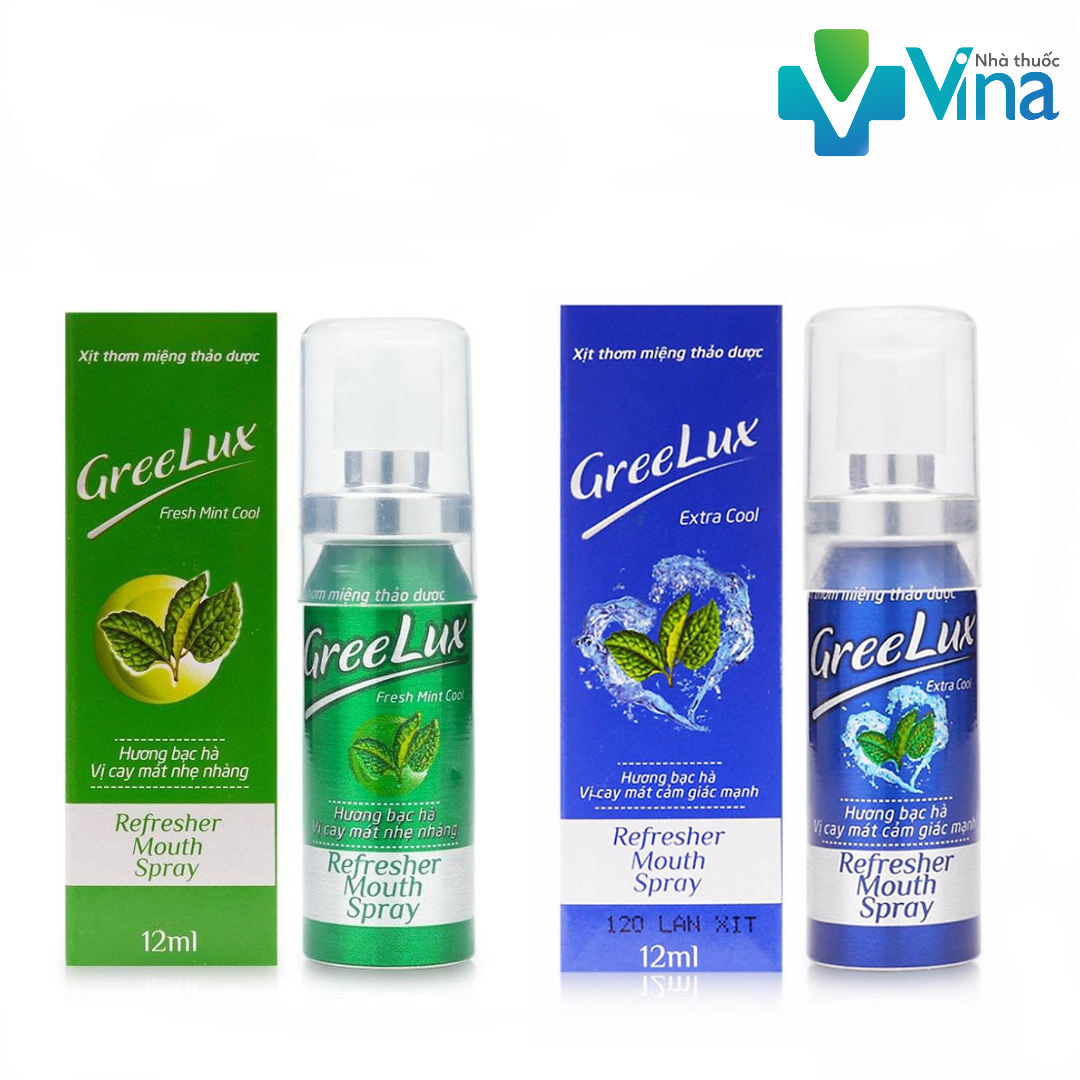 Xịt thơm miệng greelux extra cool thảo .d.ư.ợ.c. 12ml, xanh dương xanh lá
