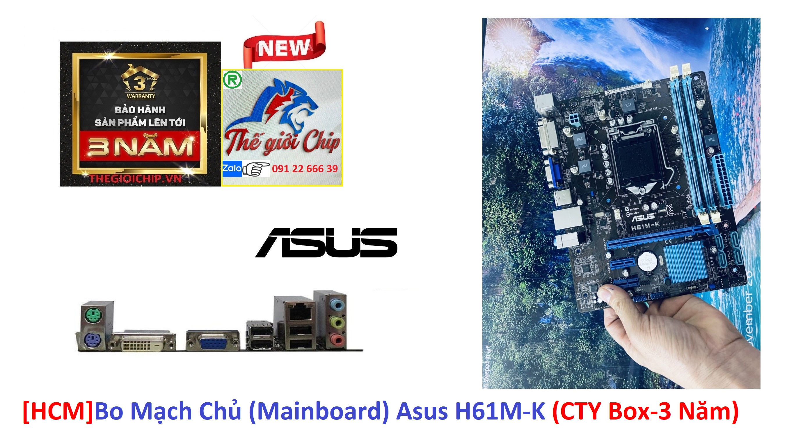 [HCM]Bo Mạch Chủ (Mainboard) Asus H61M-K (CTY Box-3 Năm)