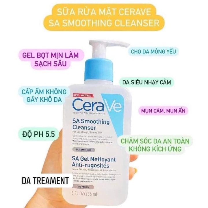 Sữa Rửa Mặt CERAVE 236ml Dành Cho Da Khô , Da Dầu, Da Nhạy Cảm  , Dịu Nhẹ , Cần Bằng Độ PH