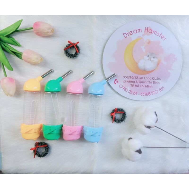 Bình nước 60ML (chân ko)-80ML 125ML 250ML (bi) cho hamster, thỏ, bọ...