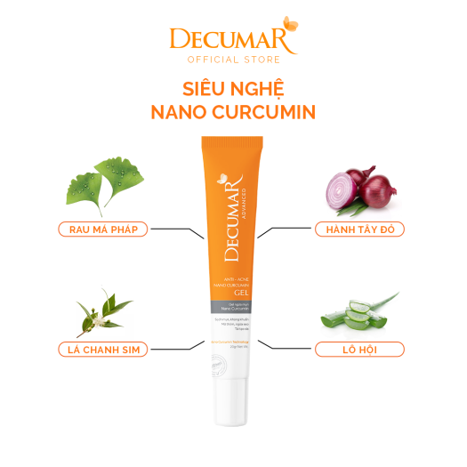 Gel ngừa mụn nano curcumin Decumar 20g