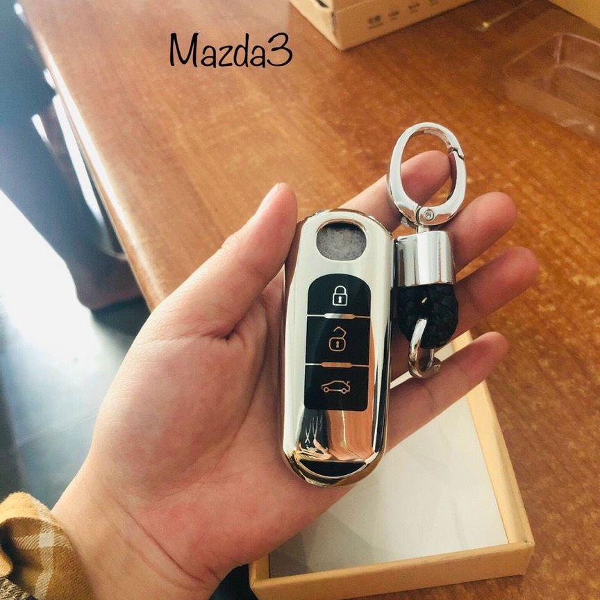 Bao chìa khóa xe MAZDA CX5 , MAZDA3 , MAZDA6 + móc khóa chất kiệu silicon mạ crom cao cấp