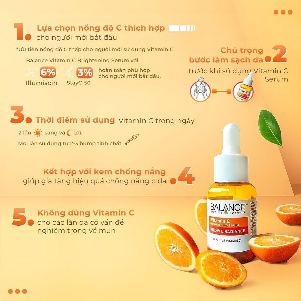 Serum Vitamin C Giảm Thâm Sáng Da Brightening Serum BALANCE ACTIVE FORMULA 30Ml