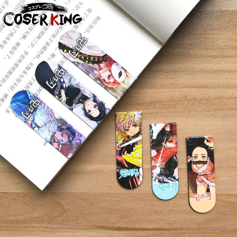 [COSER KING Store] 6pcs / set Anime Magnetic Bookmarks Anime Demon Slayer Kimetsu No Yaiba Erasers Kamado Tanjirou Nezuko Stationery bookmarks