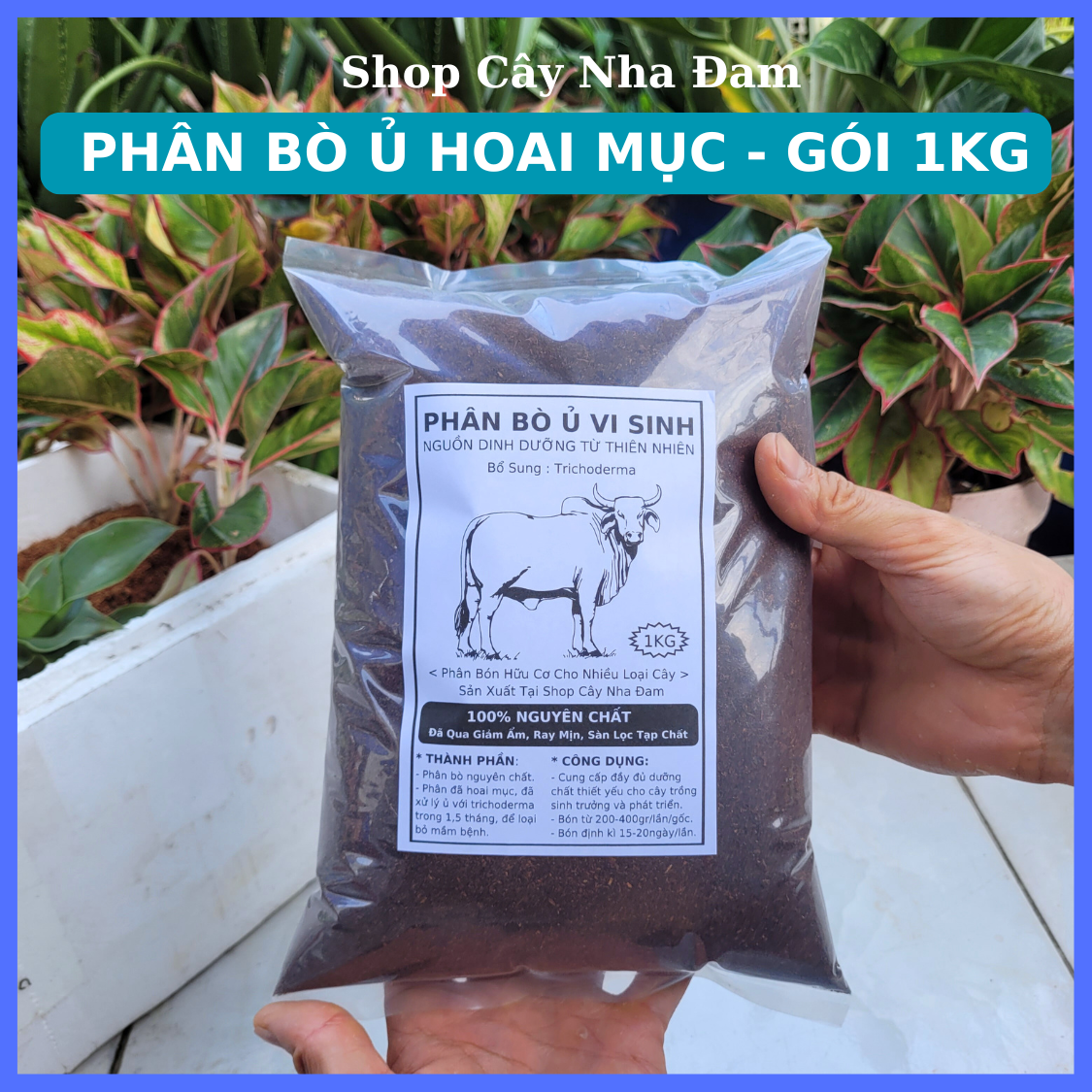 Phân Bò Đã Qua Xử Lý ( ủ Trichoderma 1kg) Chuyên Rau Sạch Cây Cảnh