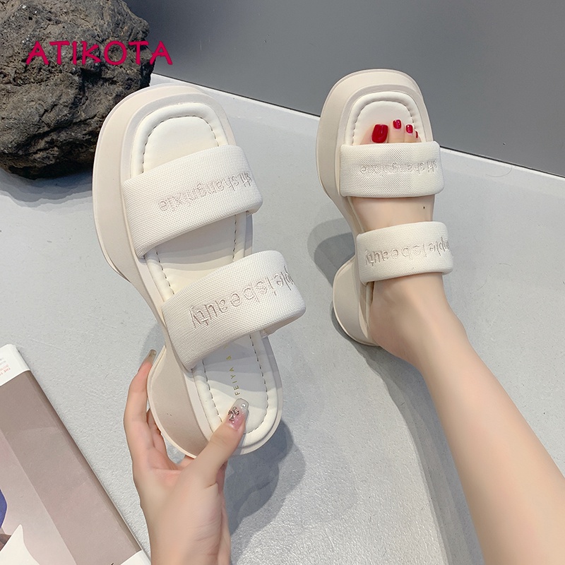 Atikota Nữ Đế Bằng PU Thời Trang Tất Cả Trận Đấu Màu Trơn Đơn Giản Chống