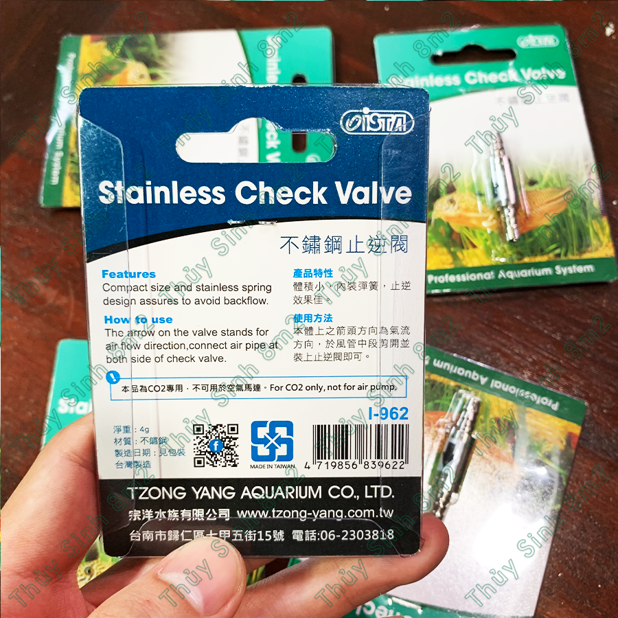 Van 1 Chiều CO2 Inox ISTA Stainless Check Valve - 8m2