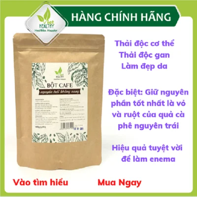Bột cà phê enema (nguyên trái không rang) Viet Healthy 500g, dùng cho coffee enema thải độc đại tràng, gan, làm đẹp da