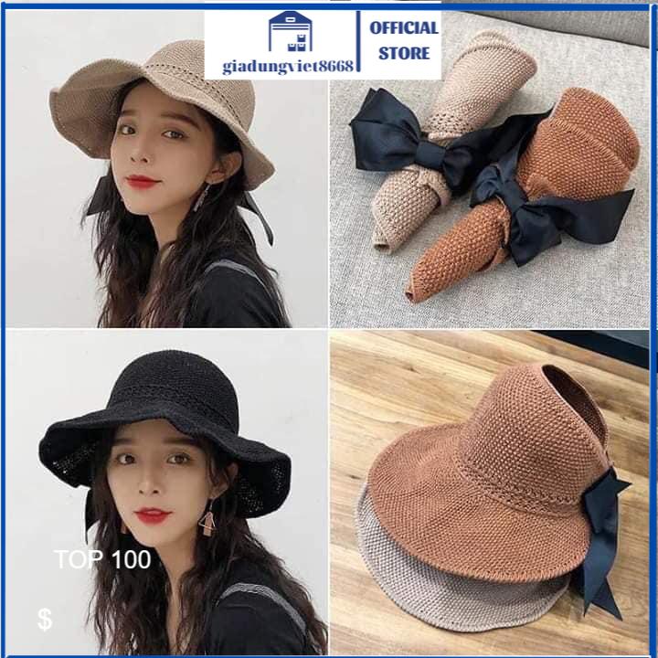 Mũ cói cuộn thời trang