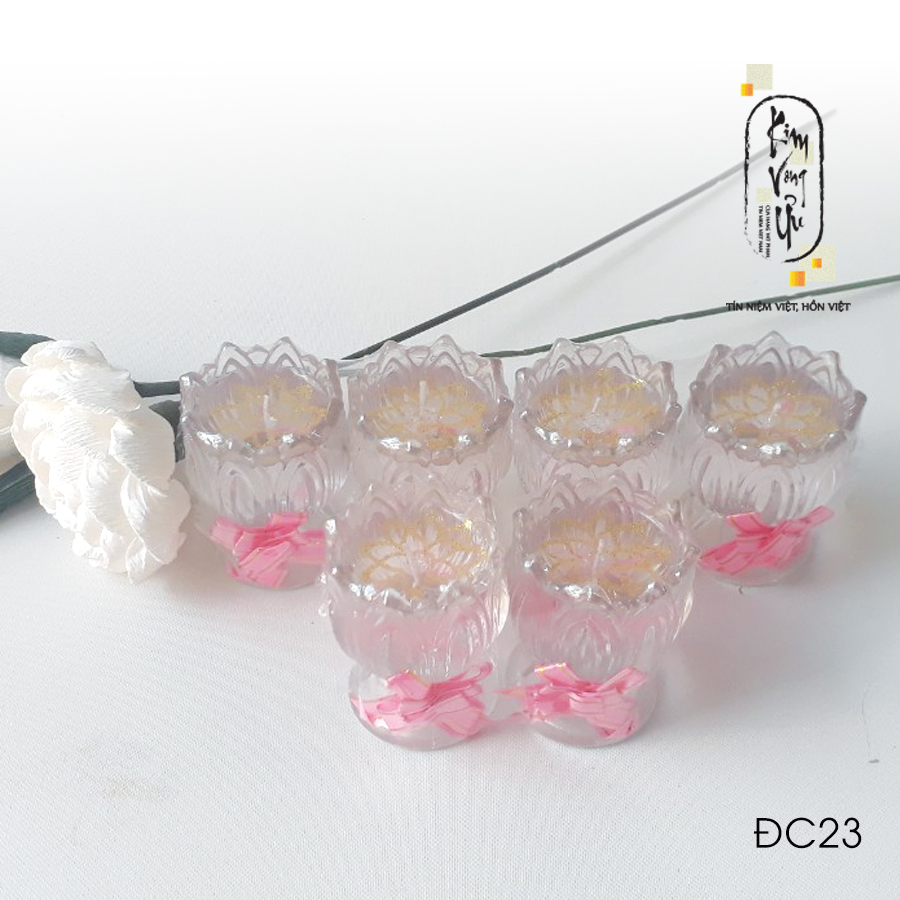 Đèn cầy ly cúng Búp Sen Trắng ĐC23 cao 8cm (Giá một cặp)