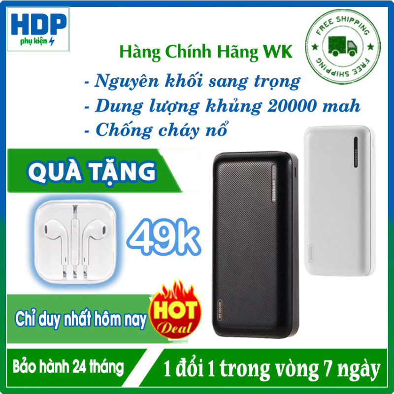 [XẢ KHO]-Sạc Dự Phòng WK 20000MAH WP117-Hungdp-Dung Lượng Lớn, Thiết Kế Sang Trọng, Đẳng Cấp, Hiện Đại, Chống Cháy Nổ-Pin dự phòng WK WP-117-Sac Du Phong