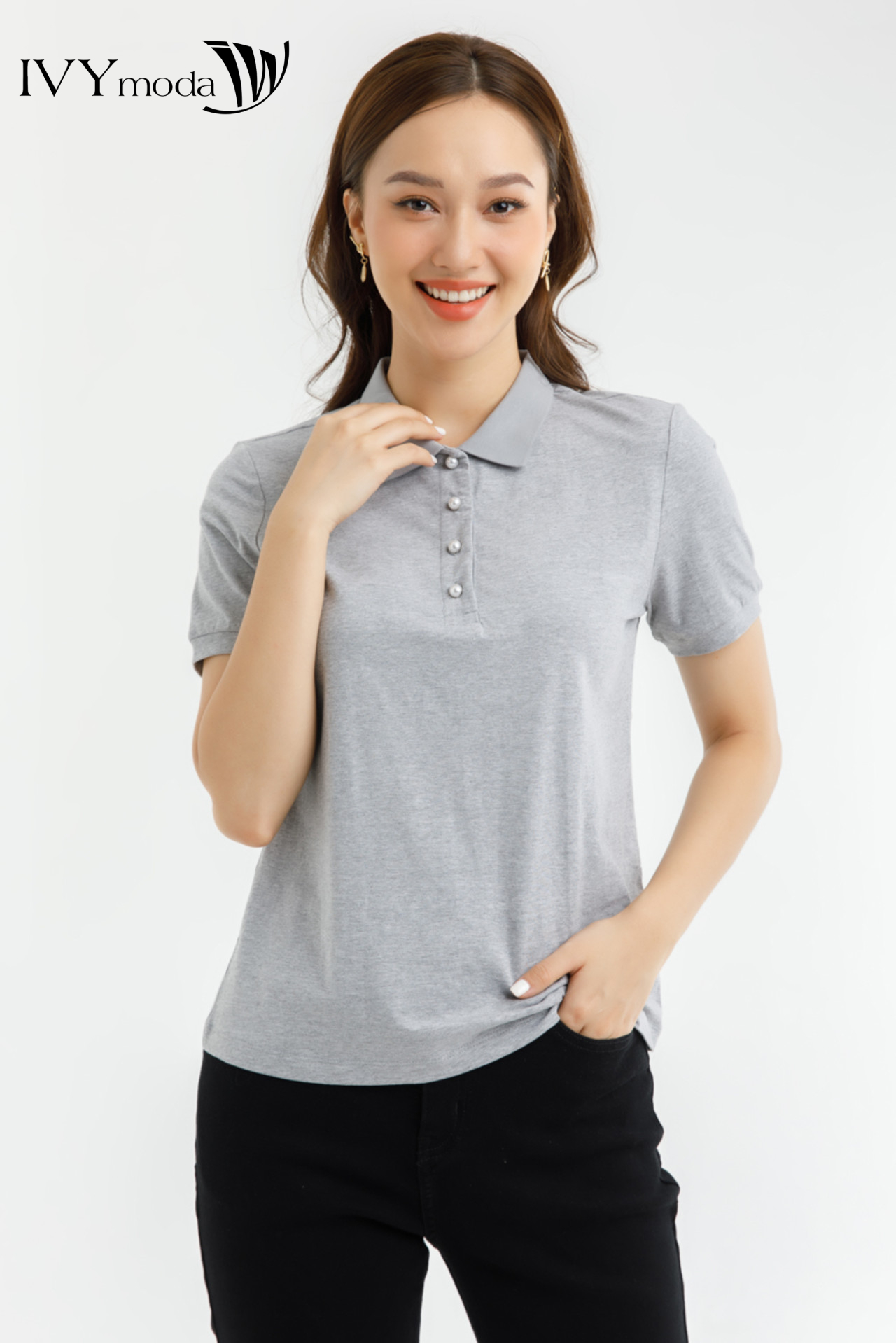 Áo Thun nữ Trơn Cổ Đức IVY moda MS 57P0154
