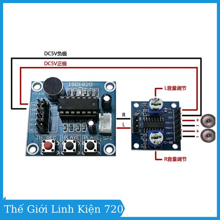 Module ghi âm ISD1820 V2 3-5V thu phát âm thanh
