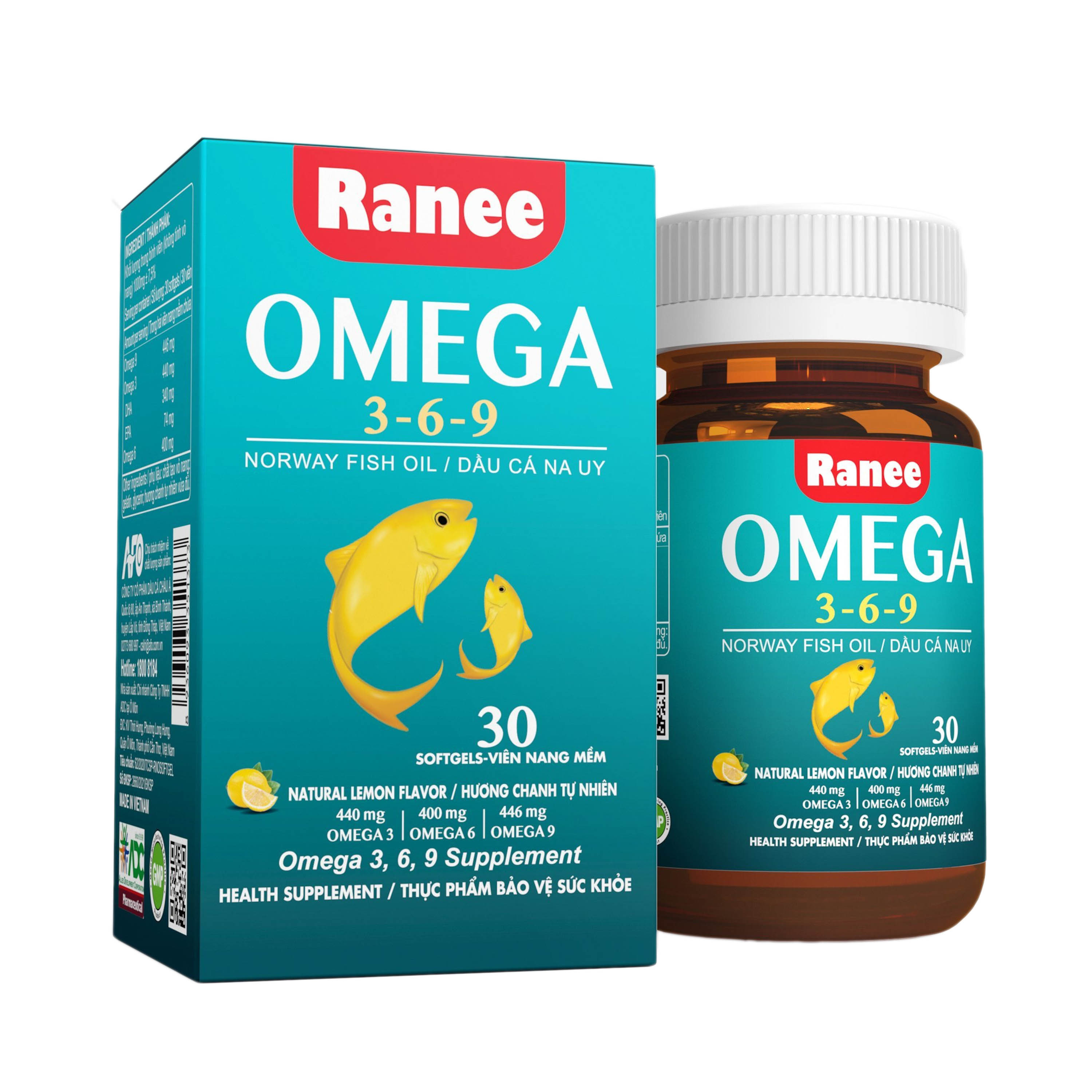 Viên Nang Ranee Omega 3,6,9 (Hộp 30 viên) - khỏe tim, sáng mắt