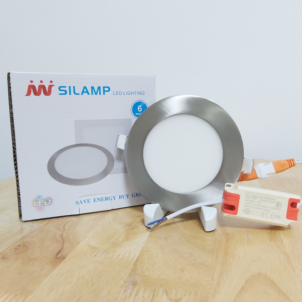 Đèn led downligt âm trần tròn viền inox 6w