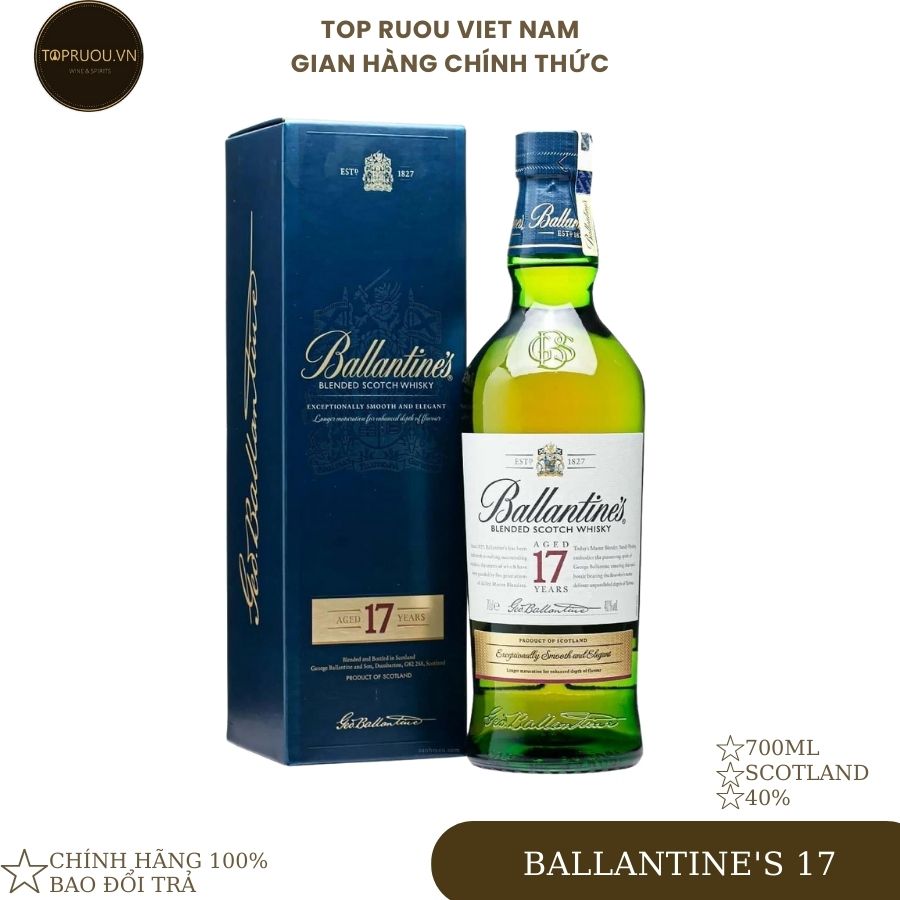 [Top Rượu VN] Rượu Whisky Ballantine's 17 - 700ml [Chính Hãng]
