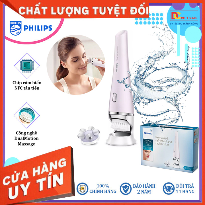 Máy rửa và massage mặt Philips VisaPure Advanced SC5340 màu tím