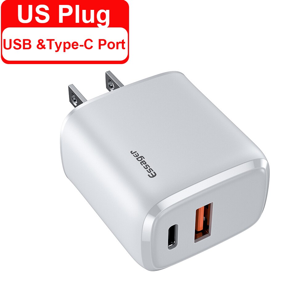 Củ sạc nhanh Essager 2 cổng USB 20W PD3.0 QC3.0 Cho iPhone 12 Pro Mã