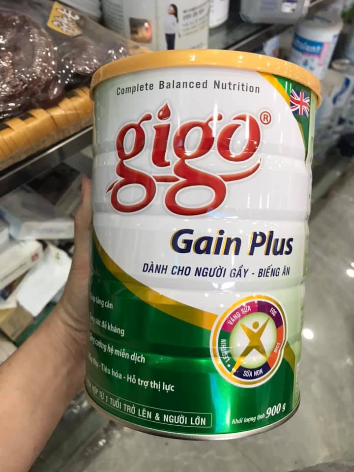 Sữa bột tăng cân Gigo Gain Plus lon 900g (dành cho người gầy - biếng ăn)