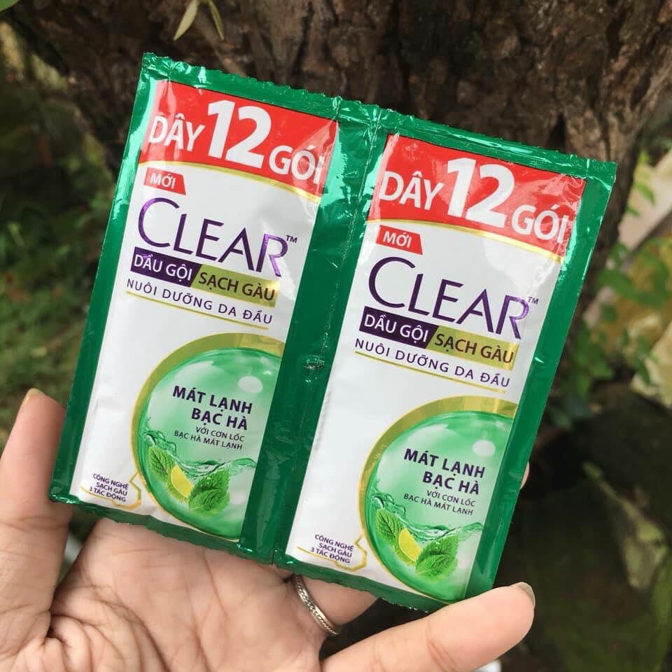 Dây 12 Gói Dầu Gội Clear Mát Lạnh Bạc Hà