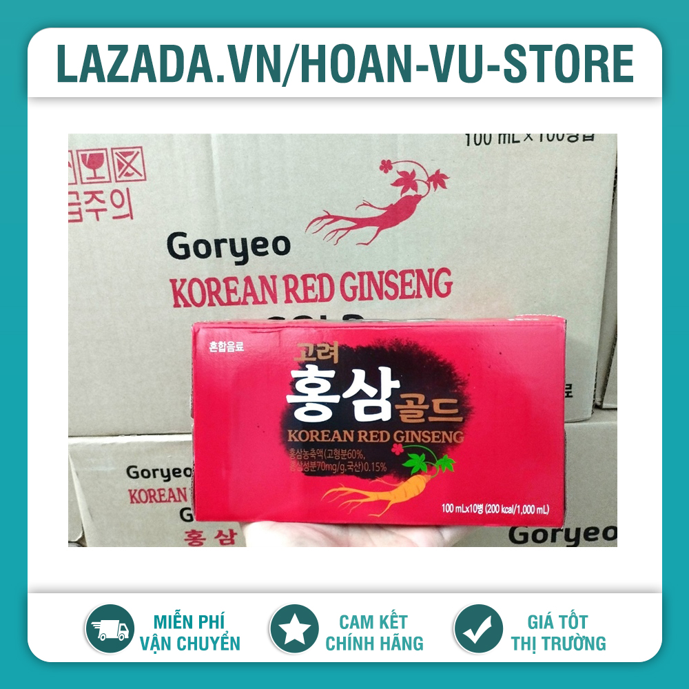 [Date 11.2024] Nước Hồng Sâm Korean Red Ginseng Gold (100ml x 10) Hàn Quốc