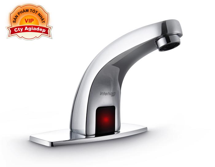 Vòi Lavabo cảm ứng tự động mở ngắt nước (Chỉ lạnh, Hợp kim Bóng đẹp) + 2 dây cấp - Cao cấp Intehasa Hàn Quốc