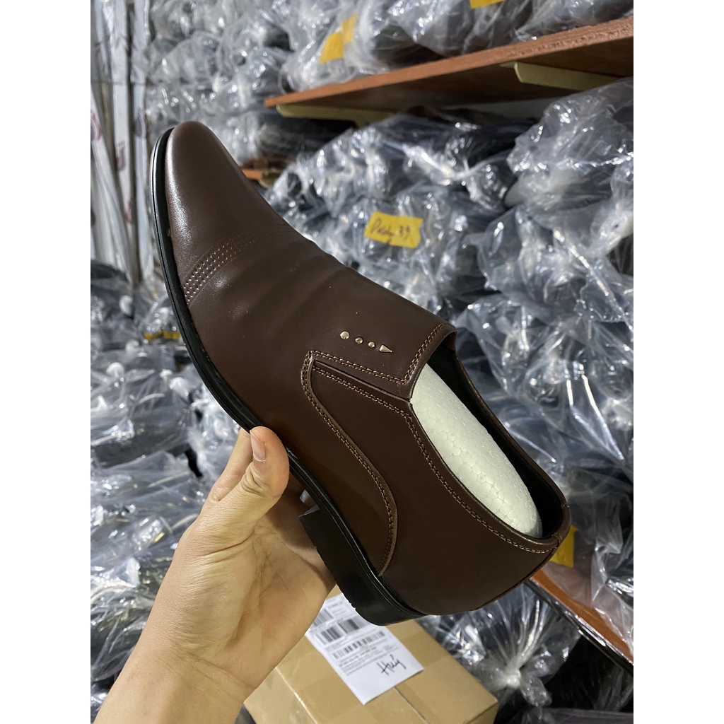 Giày tây nam da cao cấp tăng chiều cao 6-7cm đế cao su nguyên tấm chống trơn