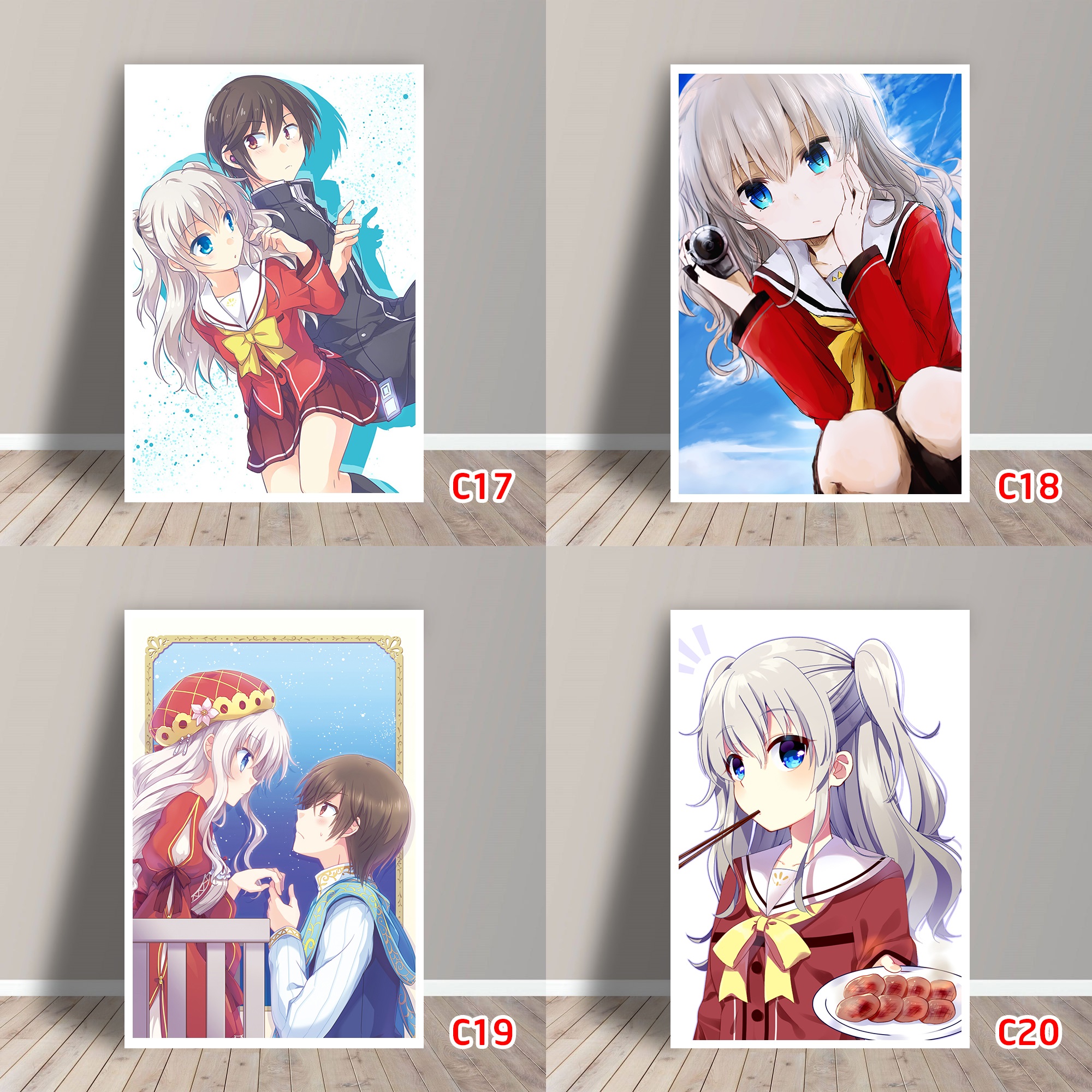 Tấm Postcard Cao Cấp Anime Charlotte (21cm x 15cm)