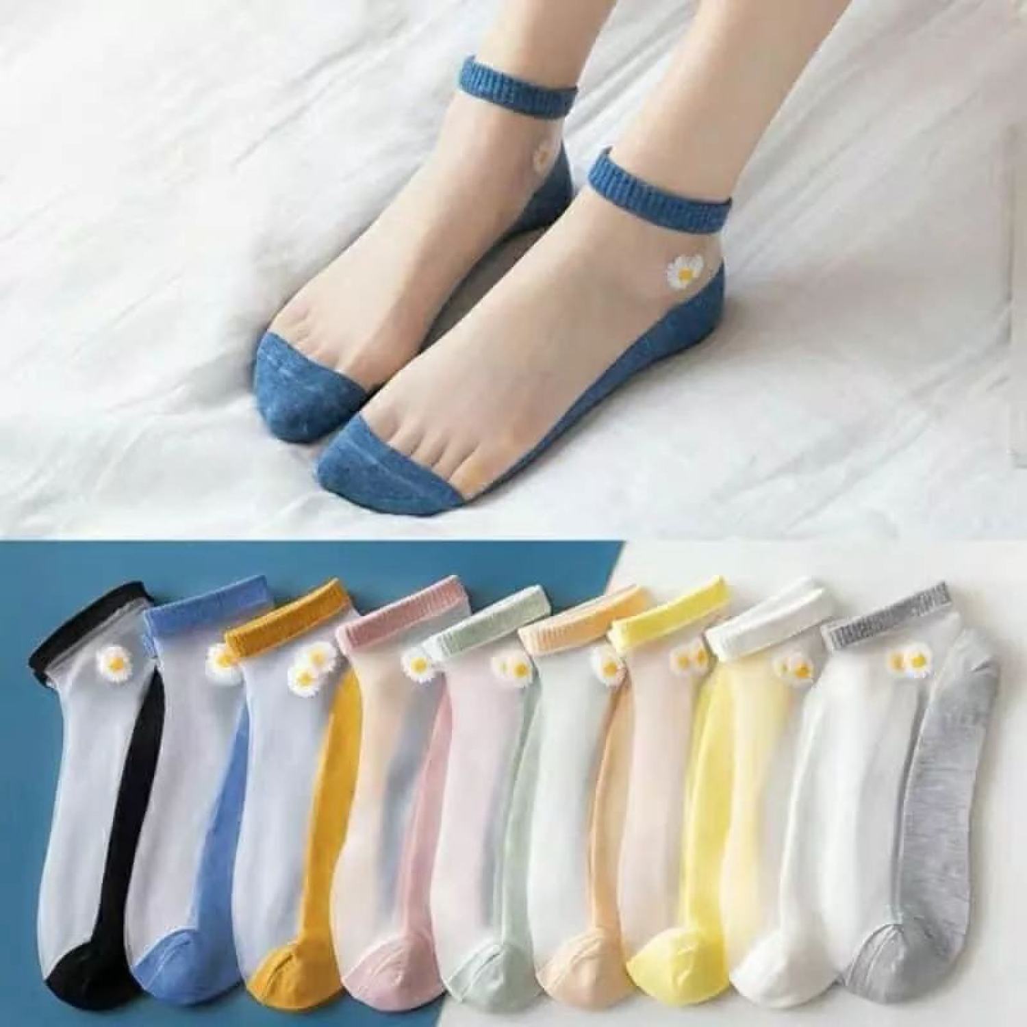 Tất lưới nữ hoa cúc dễ thương giao màu ngẫu nhiên- 1 đôi - tn02