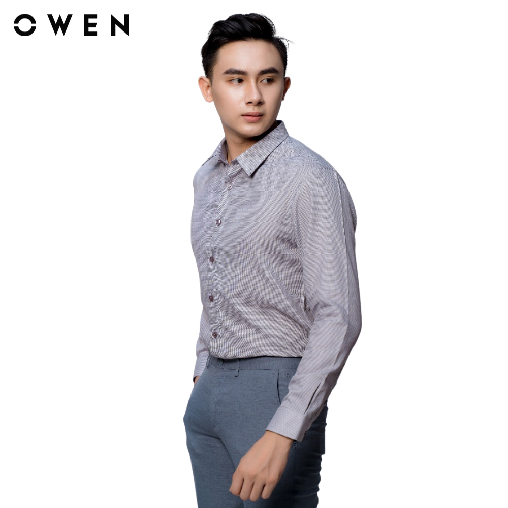 OWEN - Áo sơ mi dài tay Slim Fit AS61011D màu Nâu chất liệu Bamboo