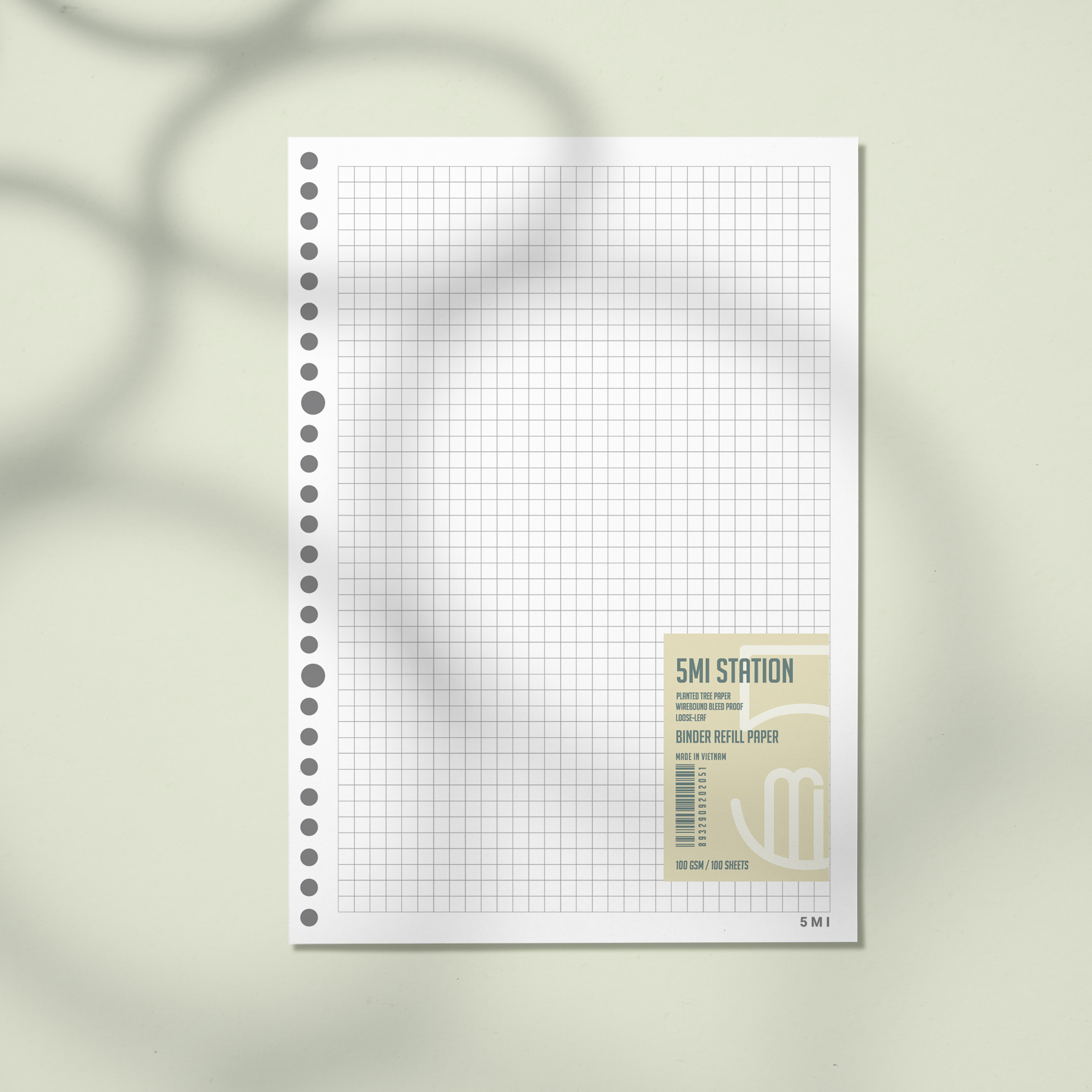 Tập 100 Tờ Giấy Dot/Grid/Line Refill Sổ Còng A5/B5 Định Lượng 100Gsm Siêu Dày - 5MI Giấy Ford Kem