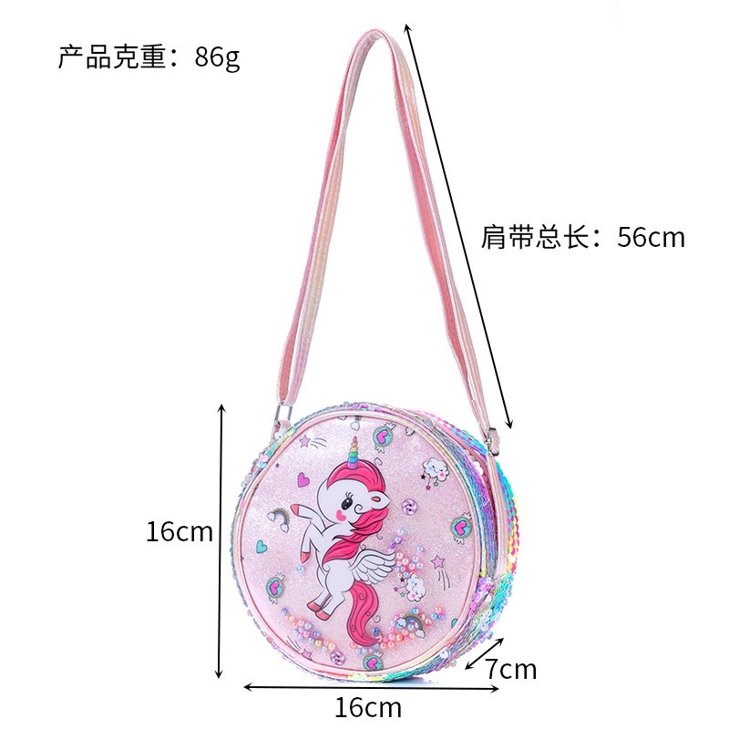 Túi pony đính kim tuyến cho bé gái