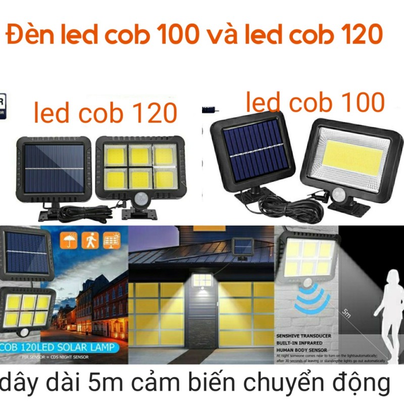 ĐÈN LED COB 100 VÀ 120 NĂNG LƯỢNG MẶT TRỜI TẤM PIN RỜI DÂY DÀI 5 M