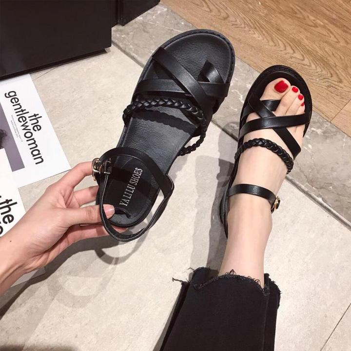 HCMDép Sandal Nữ Đế Bằng Tết Sam Quai Chéo Xinh Xắn H.A FASSHION