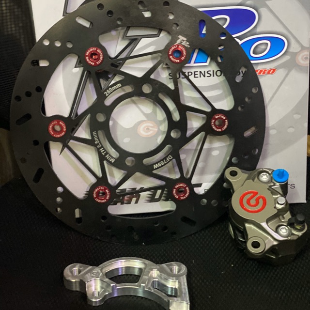 [HCM]combo đĩa dĩa thắng trướcTpro 260mm+heo thắng đầu Brembo + pass nhôm exciter yamaha honda(3 IN 1)