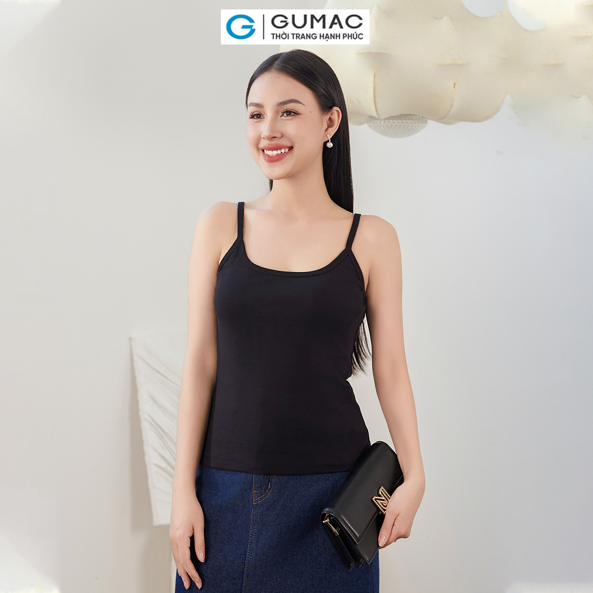 Áo hai dây nữ màu đen - trắng thời trang gumac bate00009