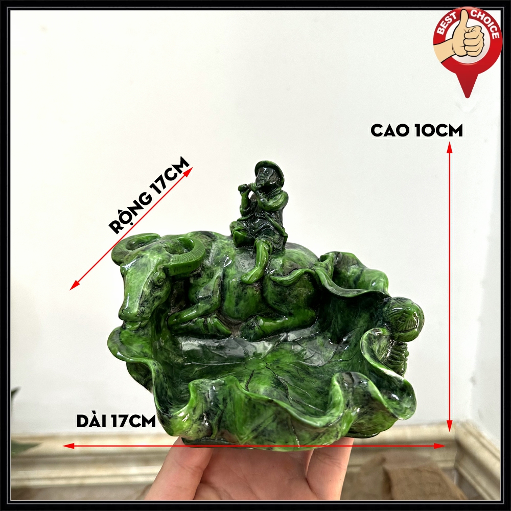 Decorative bronze sculpture riding Buffalo-riding cape copper ashtray-17cm-green Bich