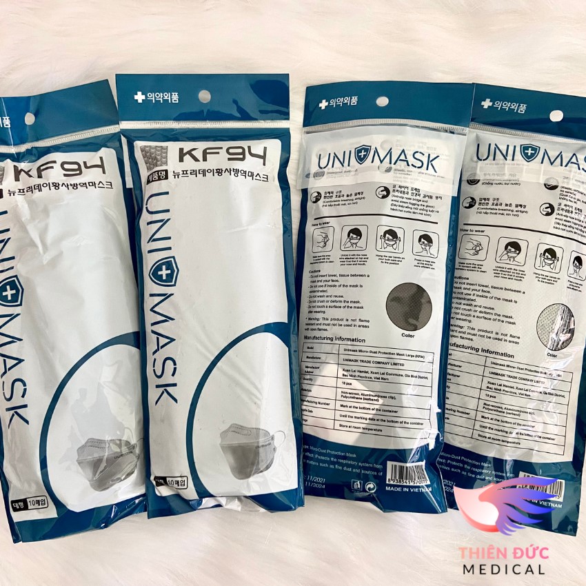 Combo Bịch Lẻ 10 Khẩu Trang KF94 UniMask Kháng Khuẩn