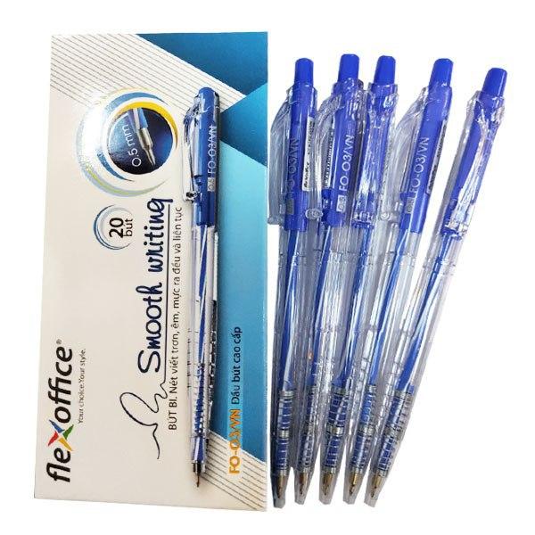 HỘP 20 cây bút bi bấm FO-03/VN Thiên Long Flexoffice ngòi 0.5mm hàng chính hãng êm tay