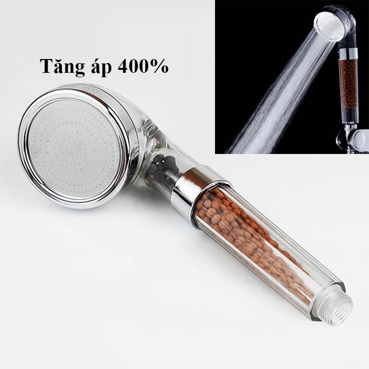 Đầu vòi Tắm Hoa sen tăng áp siêu mạnh, 2 Lớp Lọc Nước Hạt Nano, Chịu lực, Dùng được nước nóng lạnh