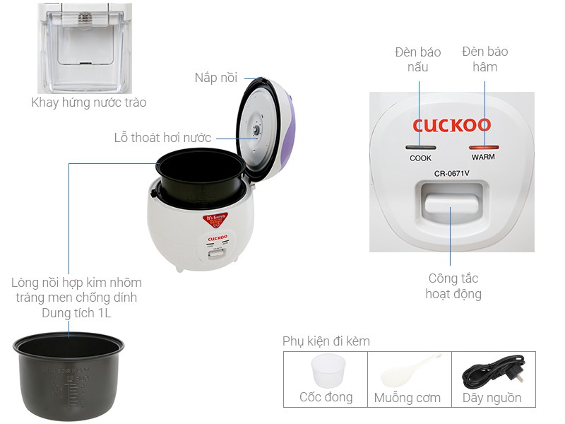 Nồi Cơm Điện Cuckoo CR-0671V (1L)