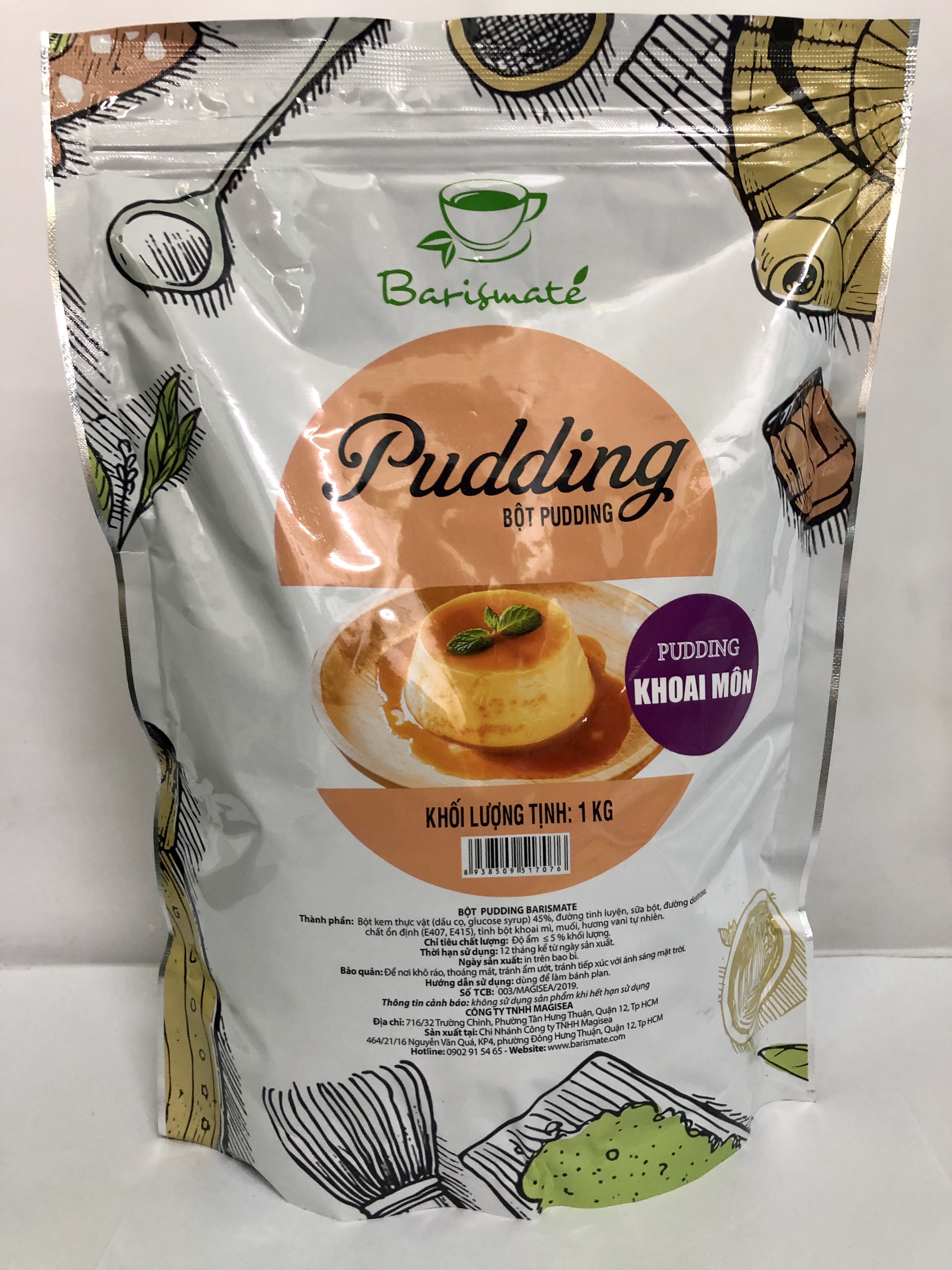 Bột Pudding Khoai Môn Barismate 1kg | Bột làm Pudding trà sữa thơm ngon [Quán hay dùng]