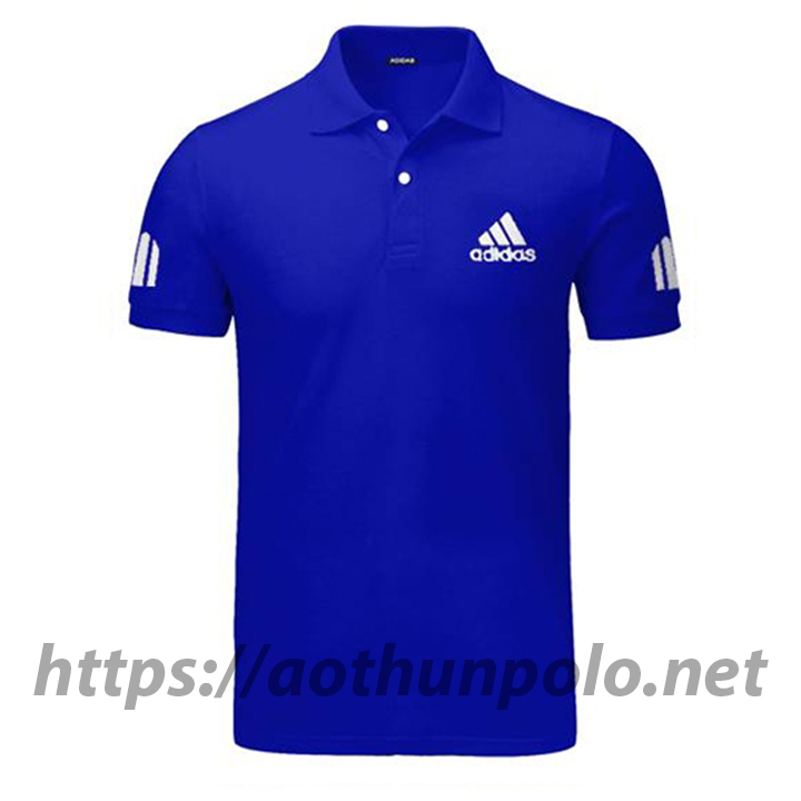Áo thun có cổ nam thêu logo Adidas