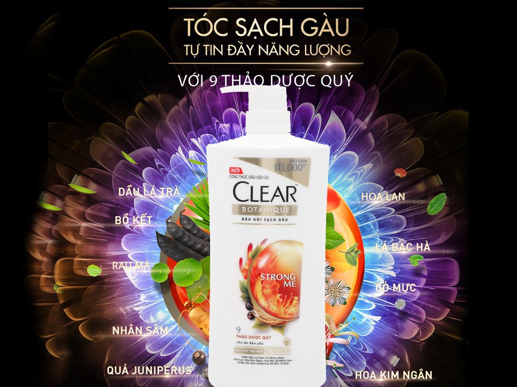 Dầu gội CLEAR mát lạnh bạc hà chai 630g
